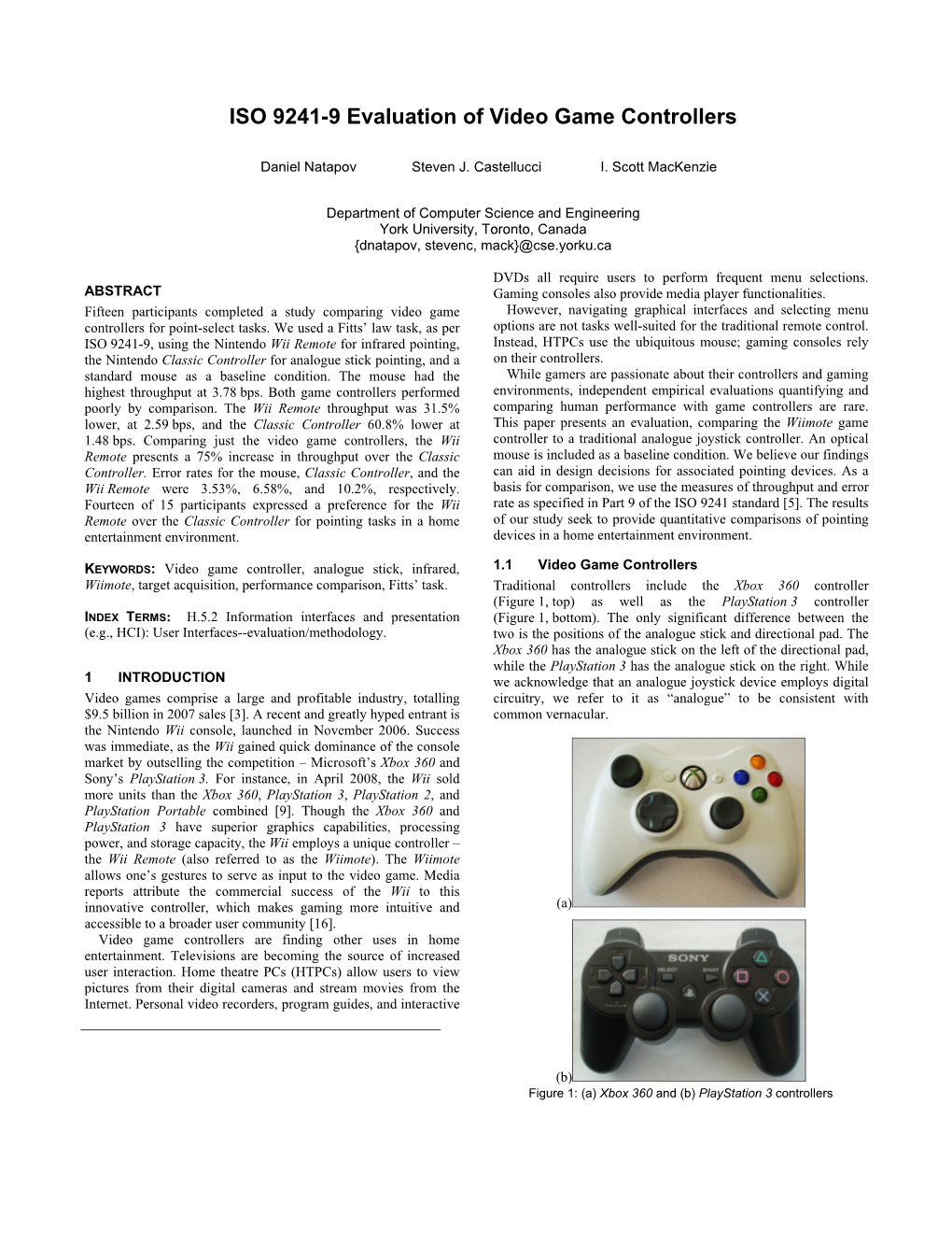 ISO 9241-9 Evaluation of Video Game Controllers