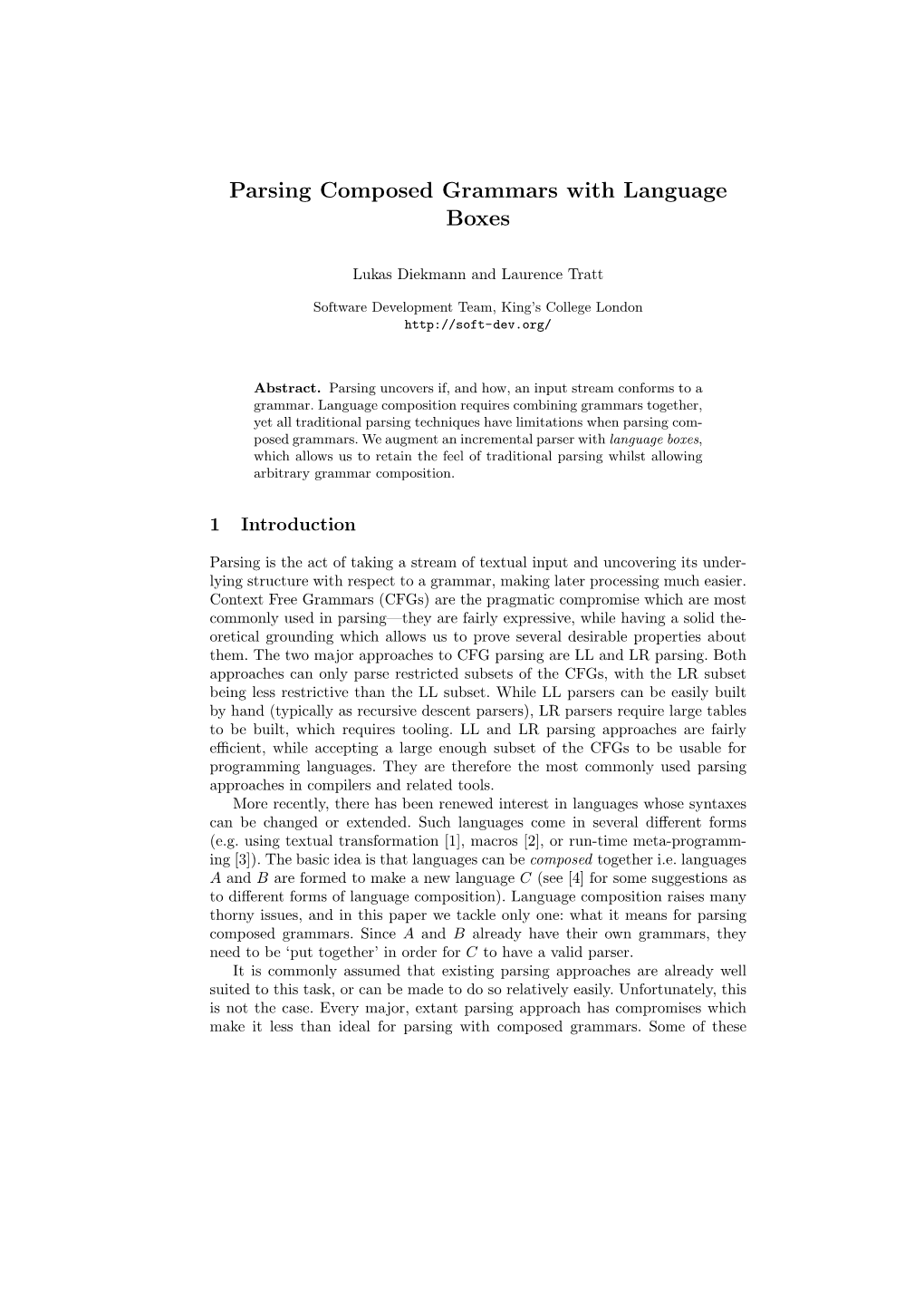 Parsing Composed Grammars with Language Boxes