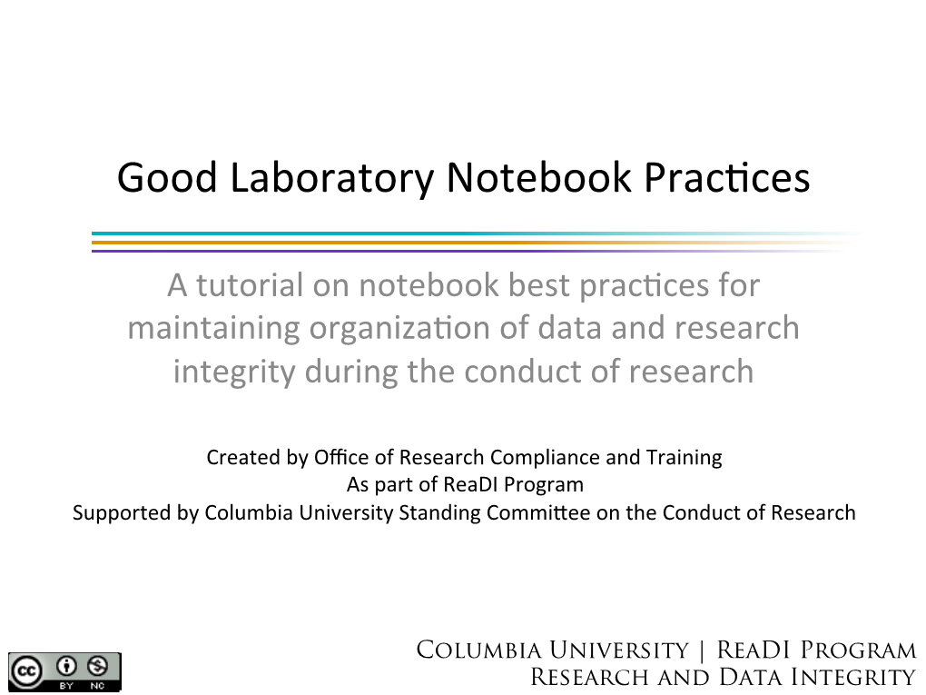 Good Laboratory Notebook Practices