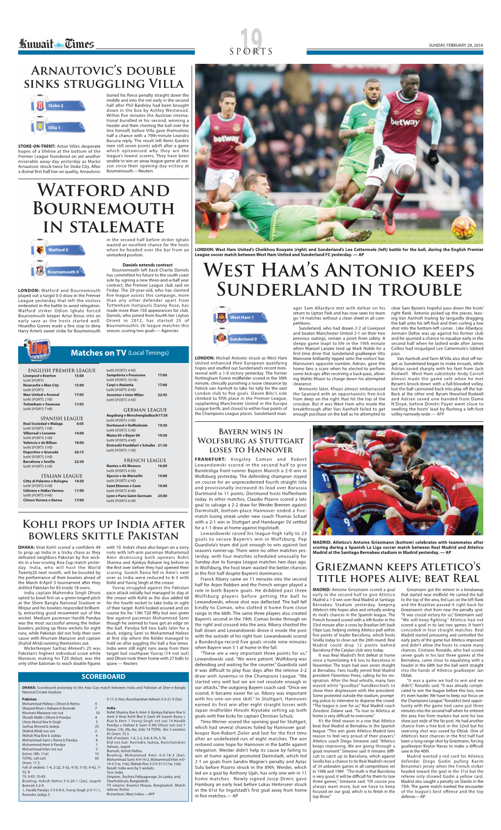 West Ham's Antonio Keeps Sunderland in Trouble
