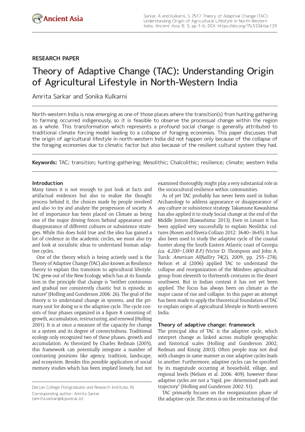 Understanding Origin of Agricultural Lifestyle in North-Western India