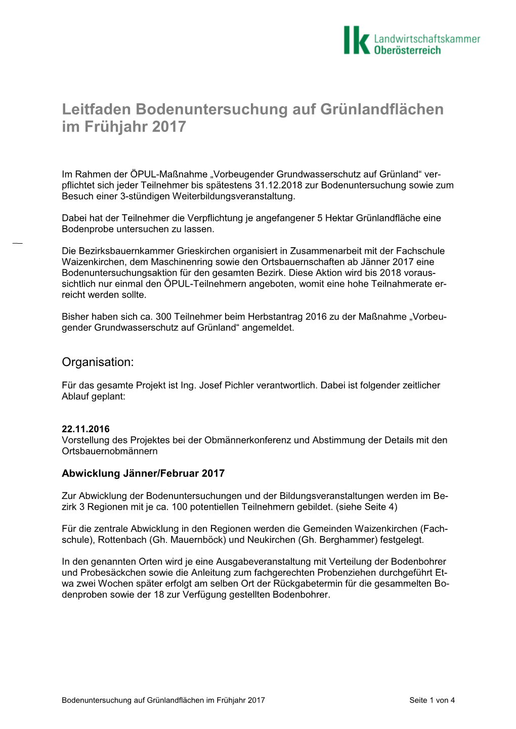 Bodenuntersuchung Auf Grünlandflächen Im Frühjahr 2017