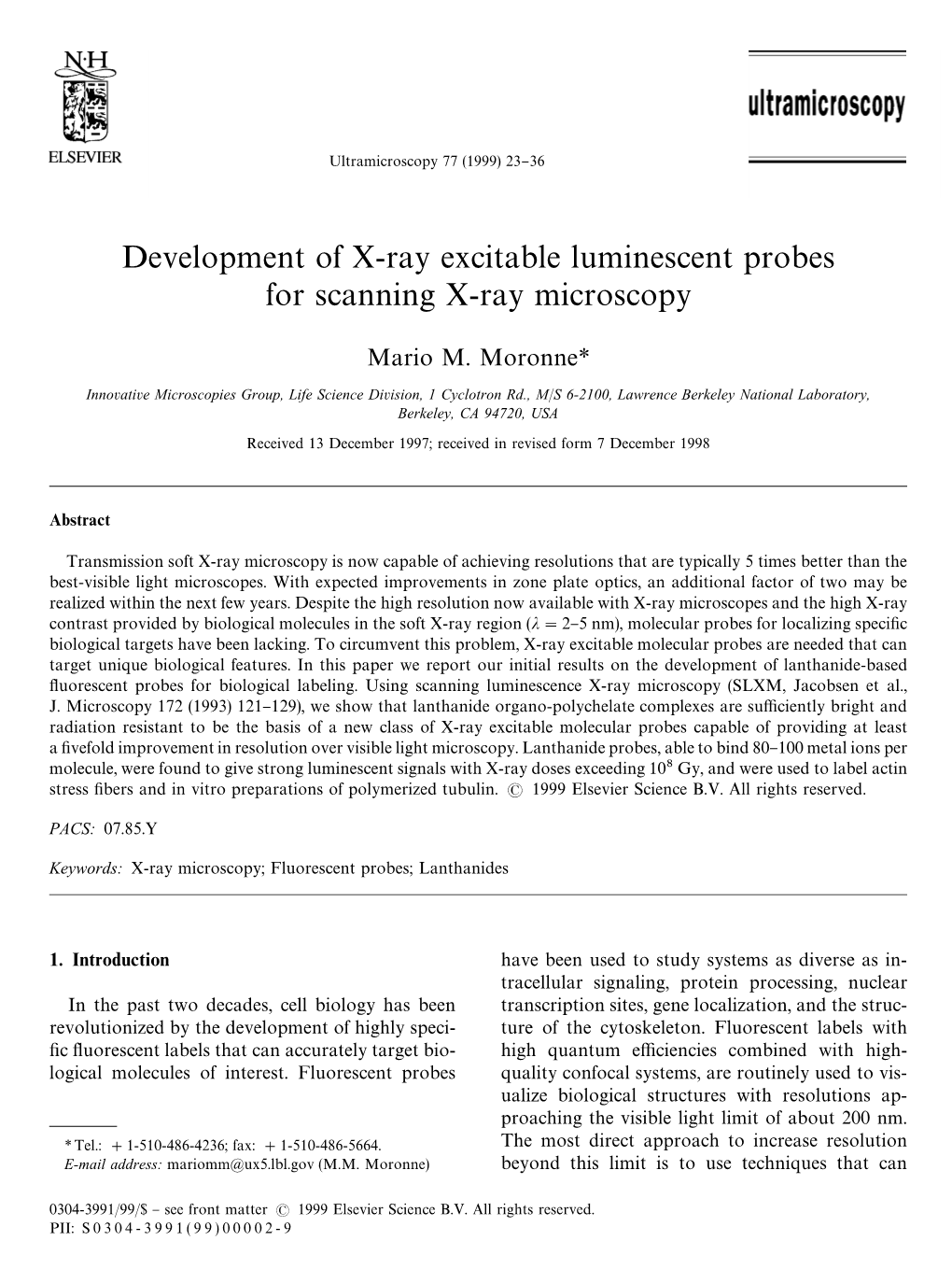 Development of X-Ray Excitable Luminescent Probes for Scanning X-Ray Microscopy