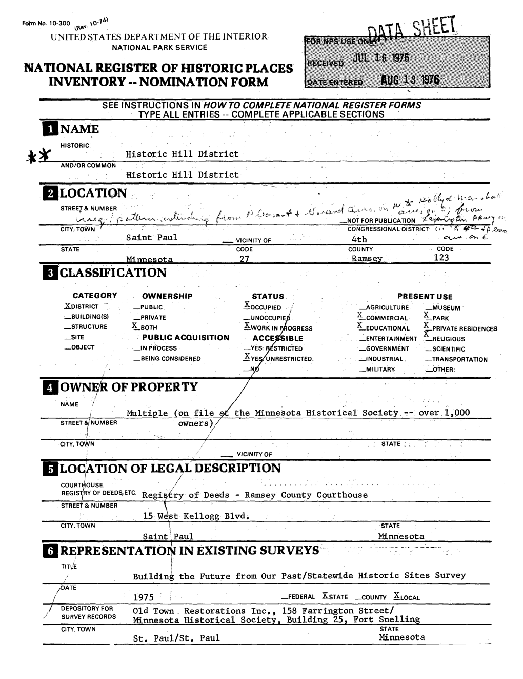 National Register of Historic Places Inventory -- Nomination Form