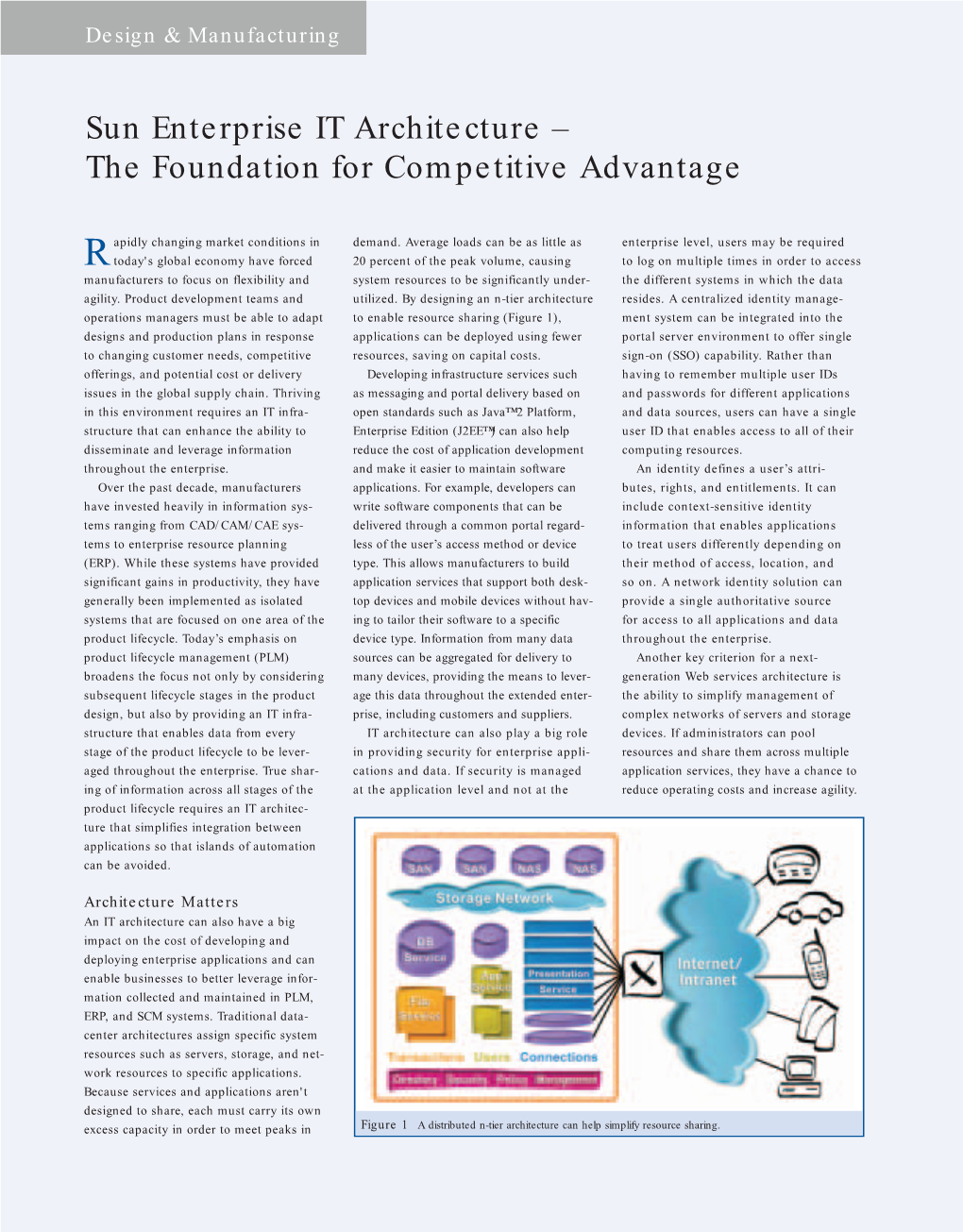 Sun Enterprise IT Architecture – the Foundation for Competitive Advantage