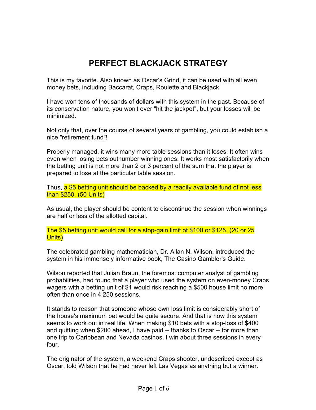 Perfect Blackjack Strategy