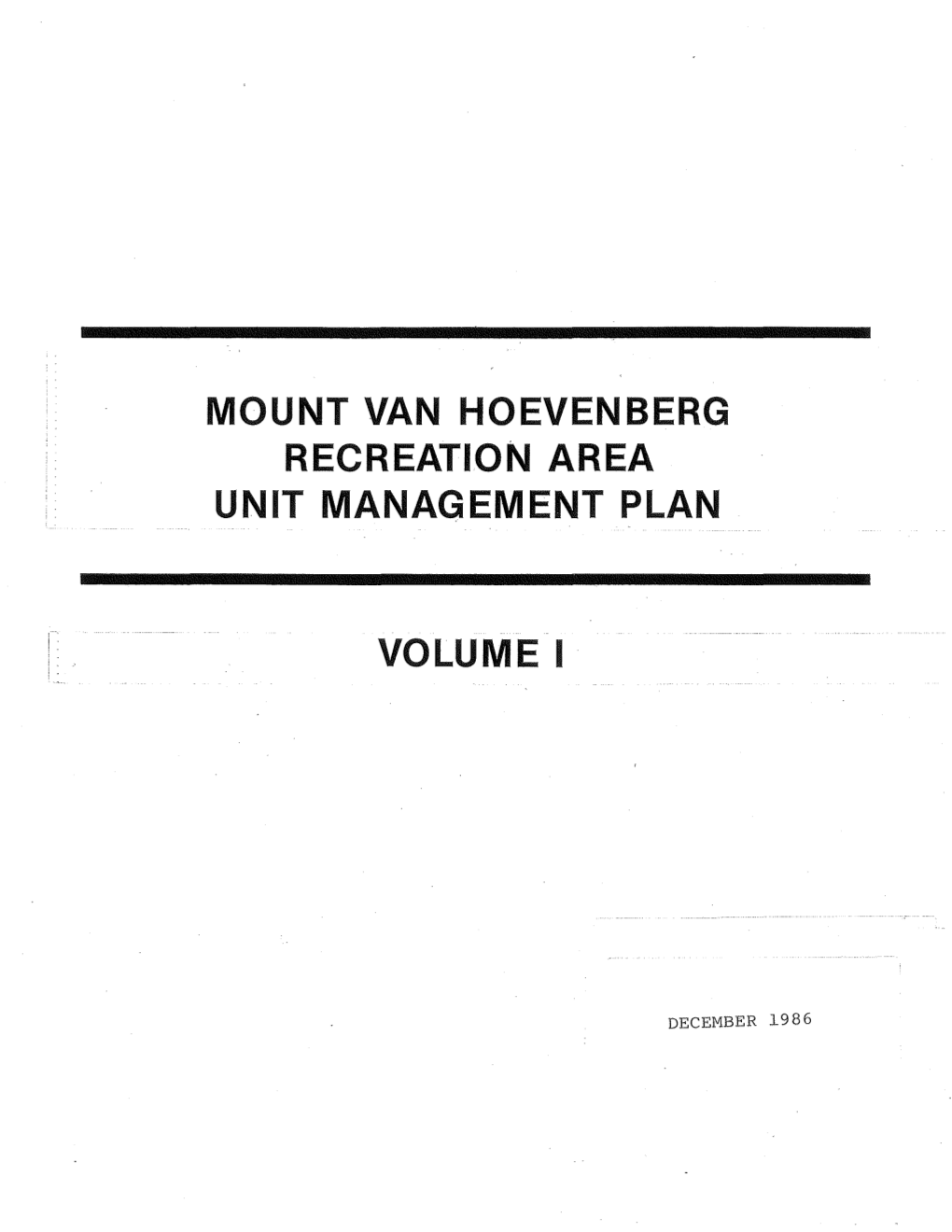 Mount Van Hoevenberg Unit Managment Plan