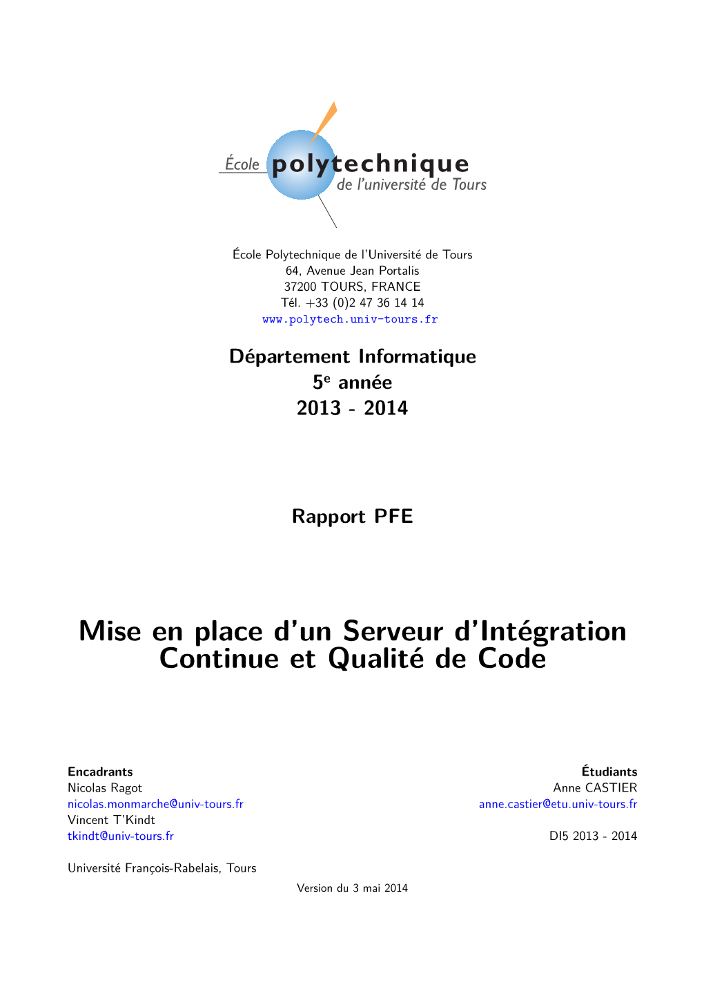 Mise En Place D'un Serveur D'intégration Continue Et Qualité De Code