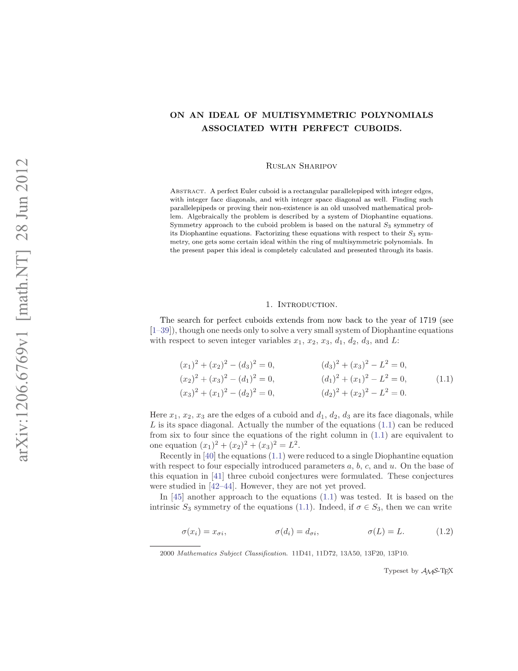 On an Ideal of Multisymmetric Polynomials Associated with Perfect