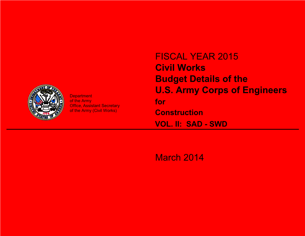 FISCAL YEAR 2015 Civil Works Budget Details of the U.S. Army
