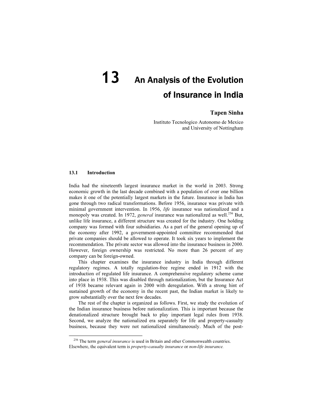 13 an Analysis of the Evolution of Insurance in India