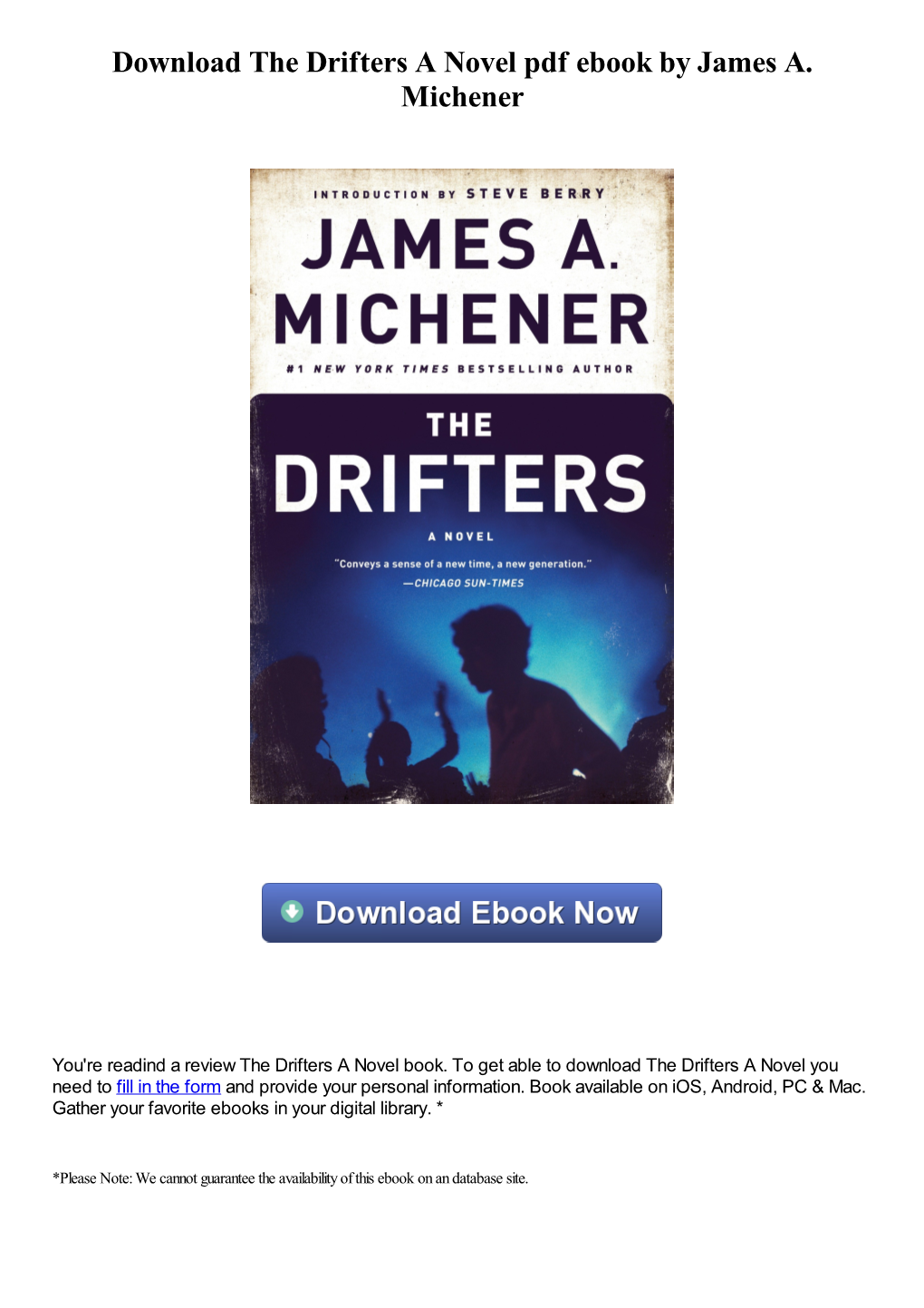 Download the Drifters a Novel Pdf Book by James A. Michener