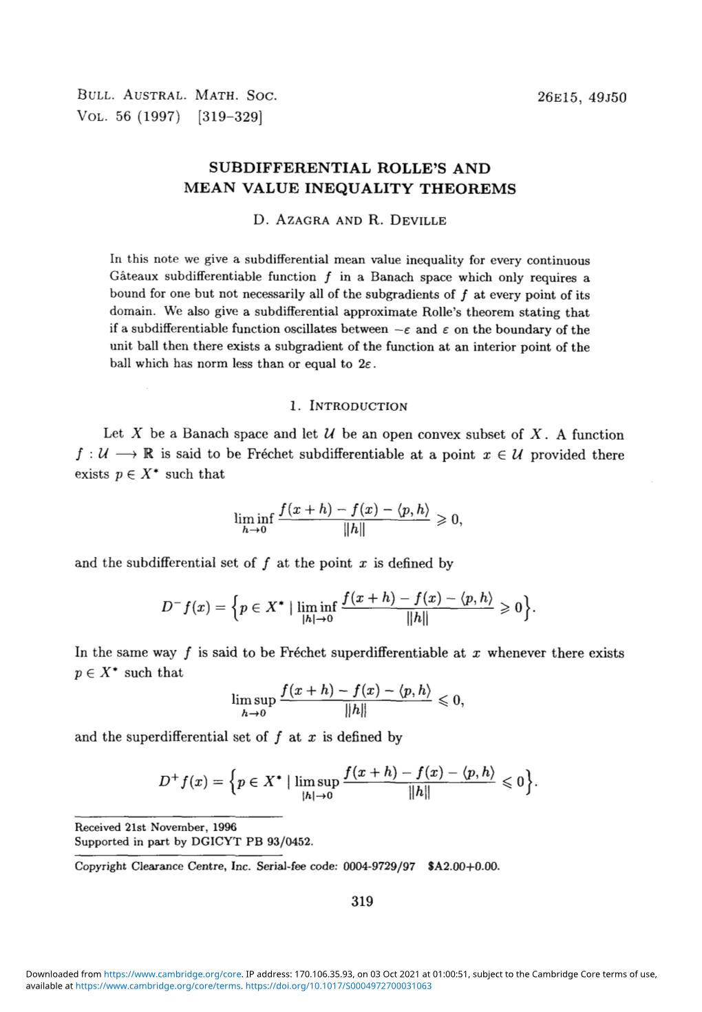 Subdifferential Rolle's and Mean Value Inequality Theorems