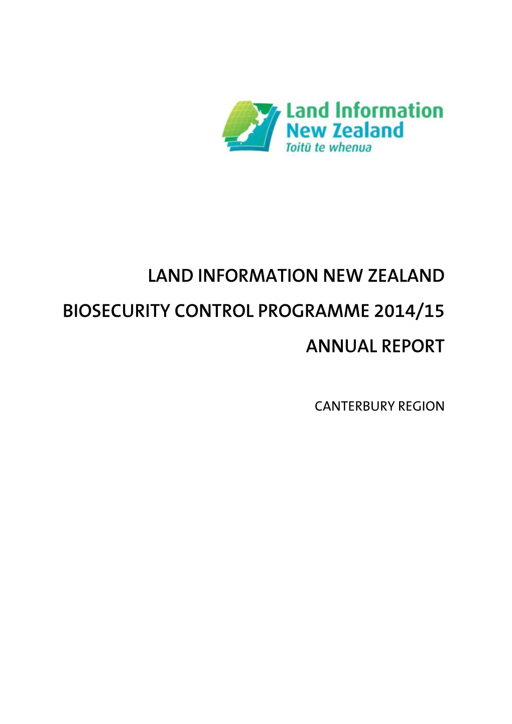 Land Information New Zealand Biosecurity Control