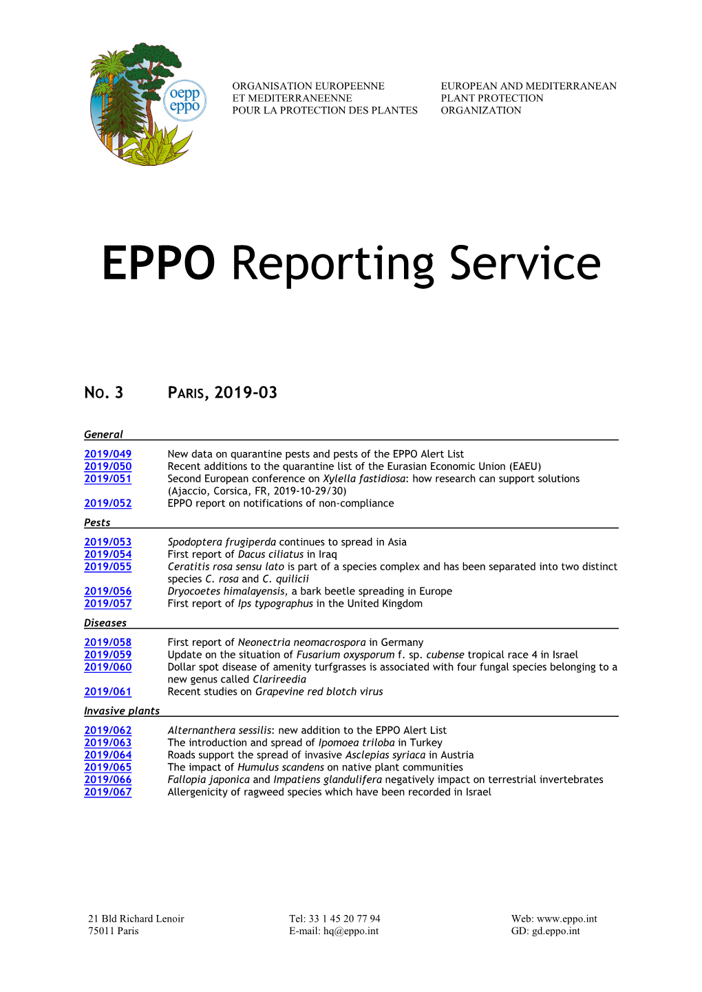 EPPO Reporting Service