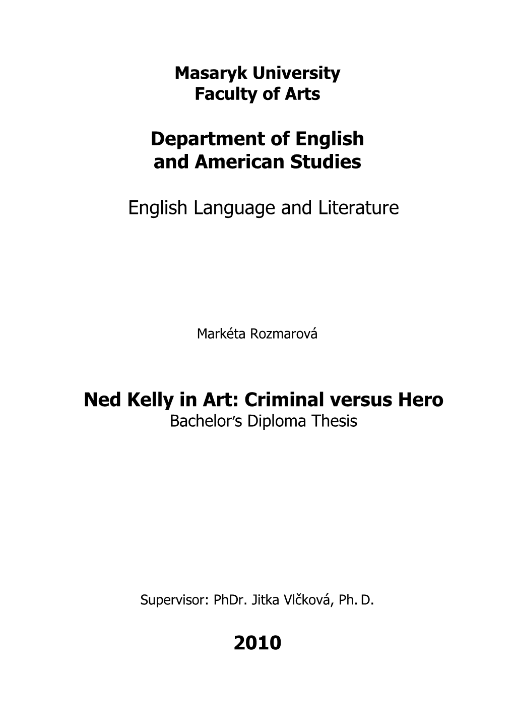 Department of English and American Studies English Language And