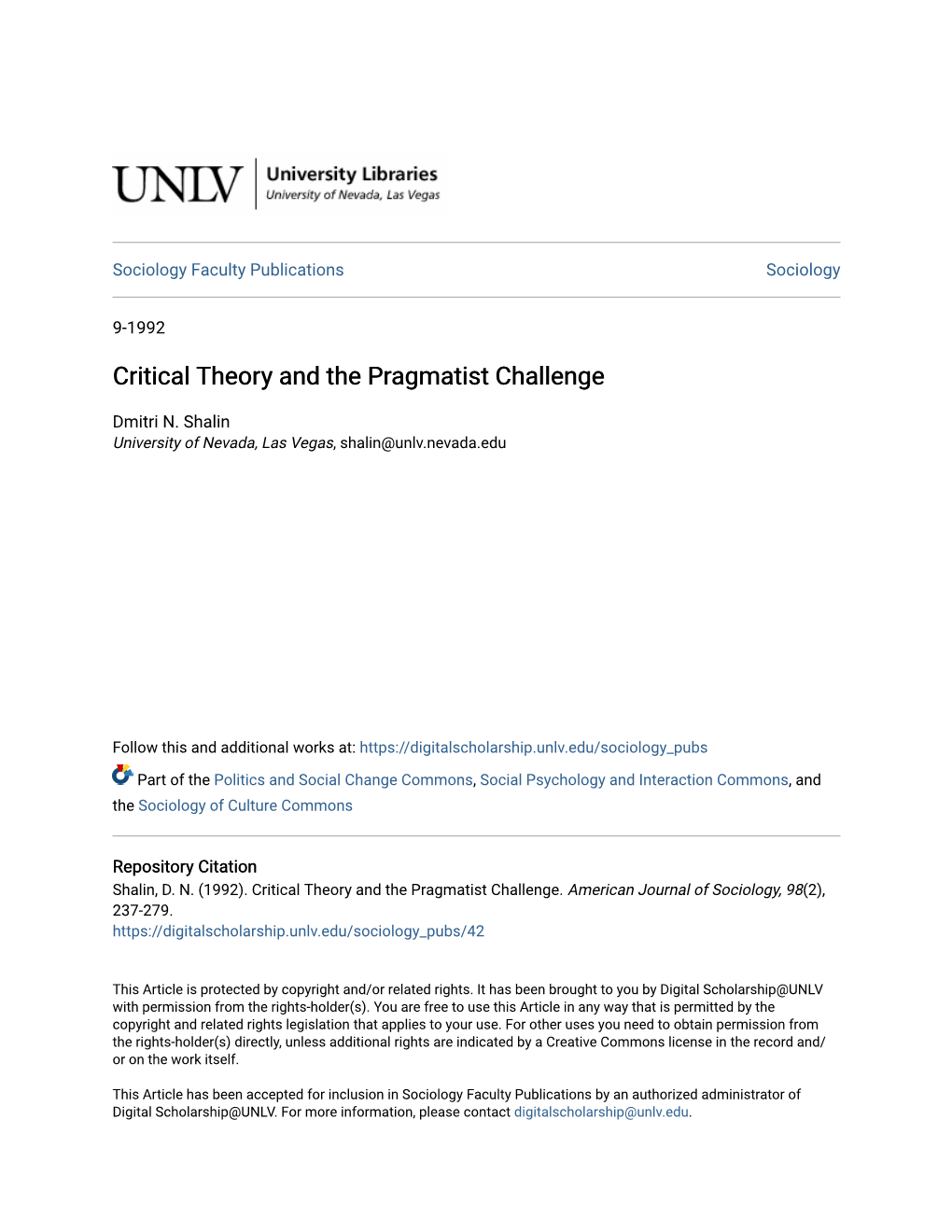 Critical Theory and the Pragmatist Challenge