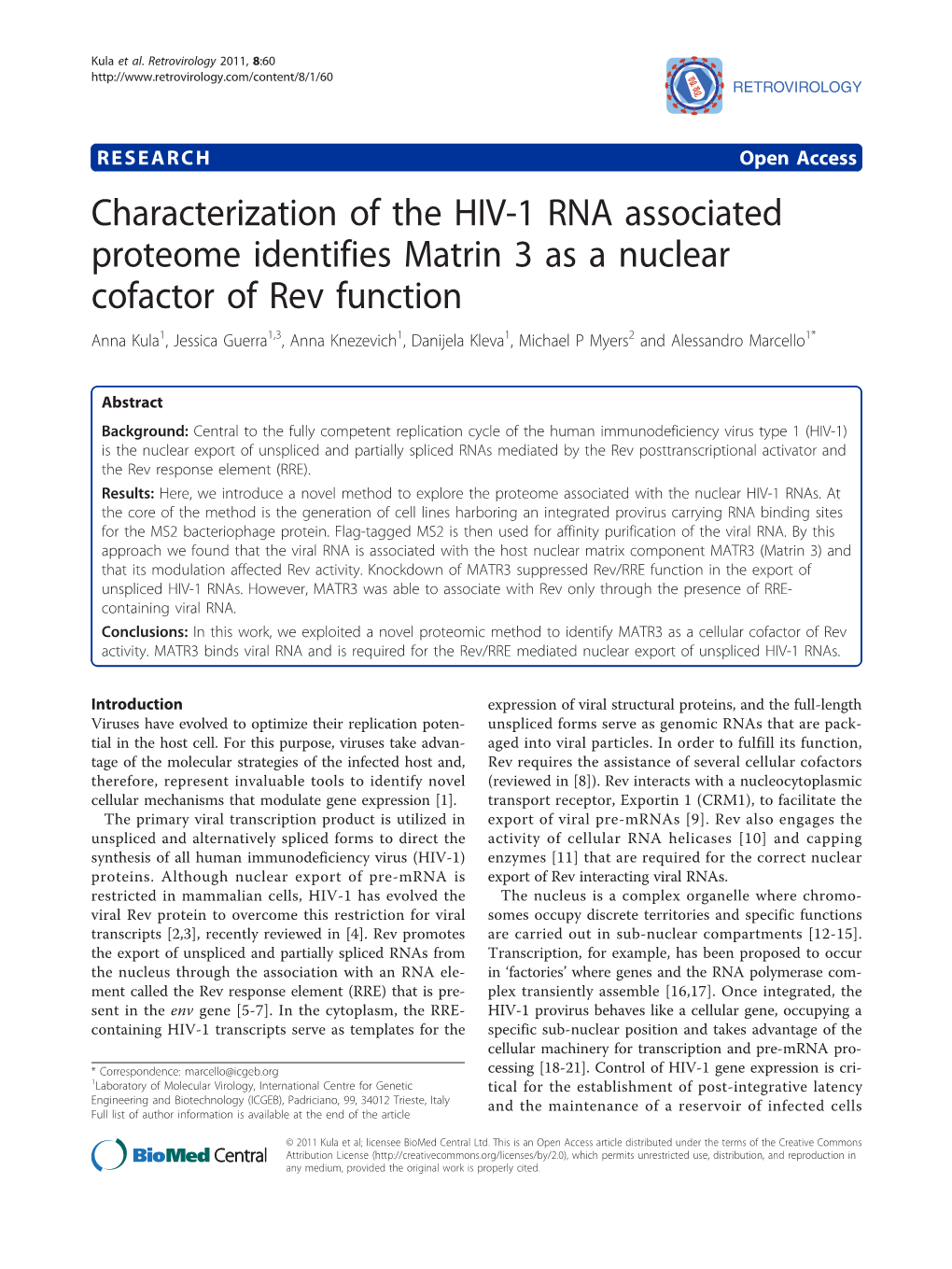 Characterization of the HIV-1 RNA Associated Proteome Identifies