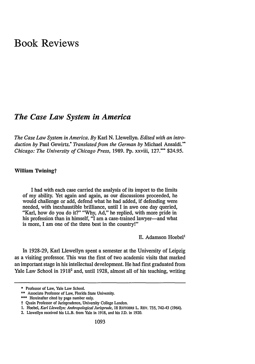 The Case Law System in America