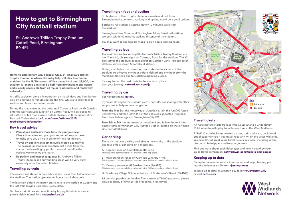 How to Get to Birmingham City Football Stadium