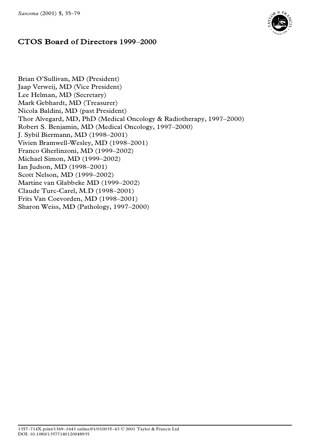 CTOS Board of Directors 1999±2000