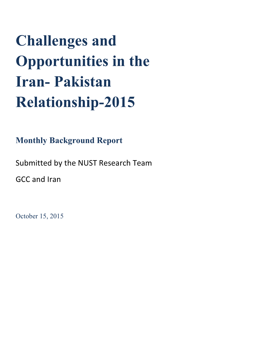 Challenges and Opportunities in the Iran- Pakistan Relationship-2015