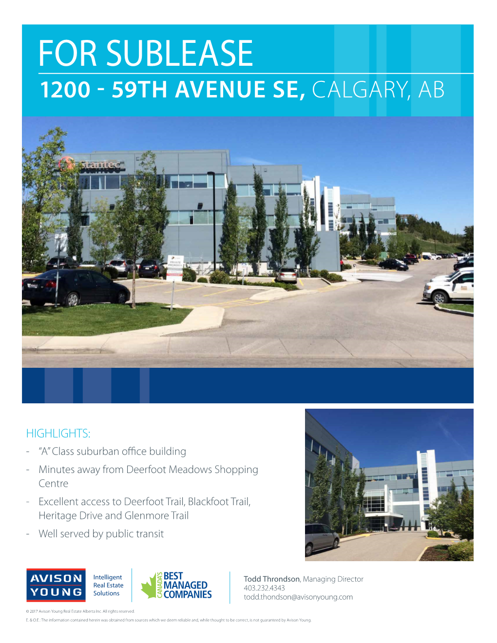 For Sublease 1200 - 59Th Avenue Se, Calgary, Ab