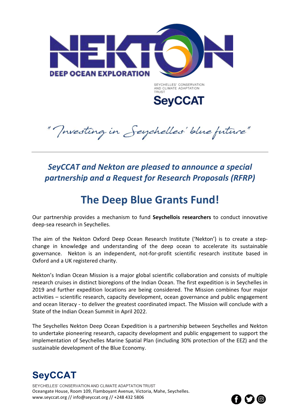 The Deep Blue Grants Fund!