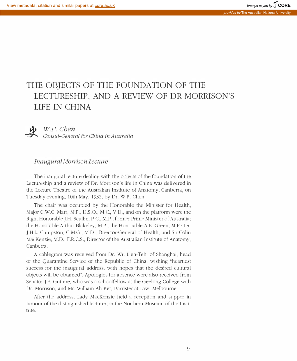 The Objects of the Foundation of the Lectureship, and a Review of Dr Morrison's Life in China