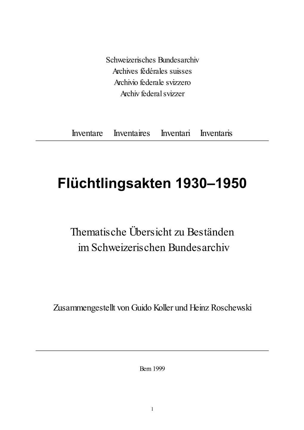 Flüchtlingsakten 1930–1950