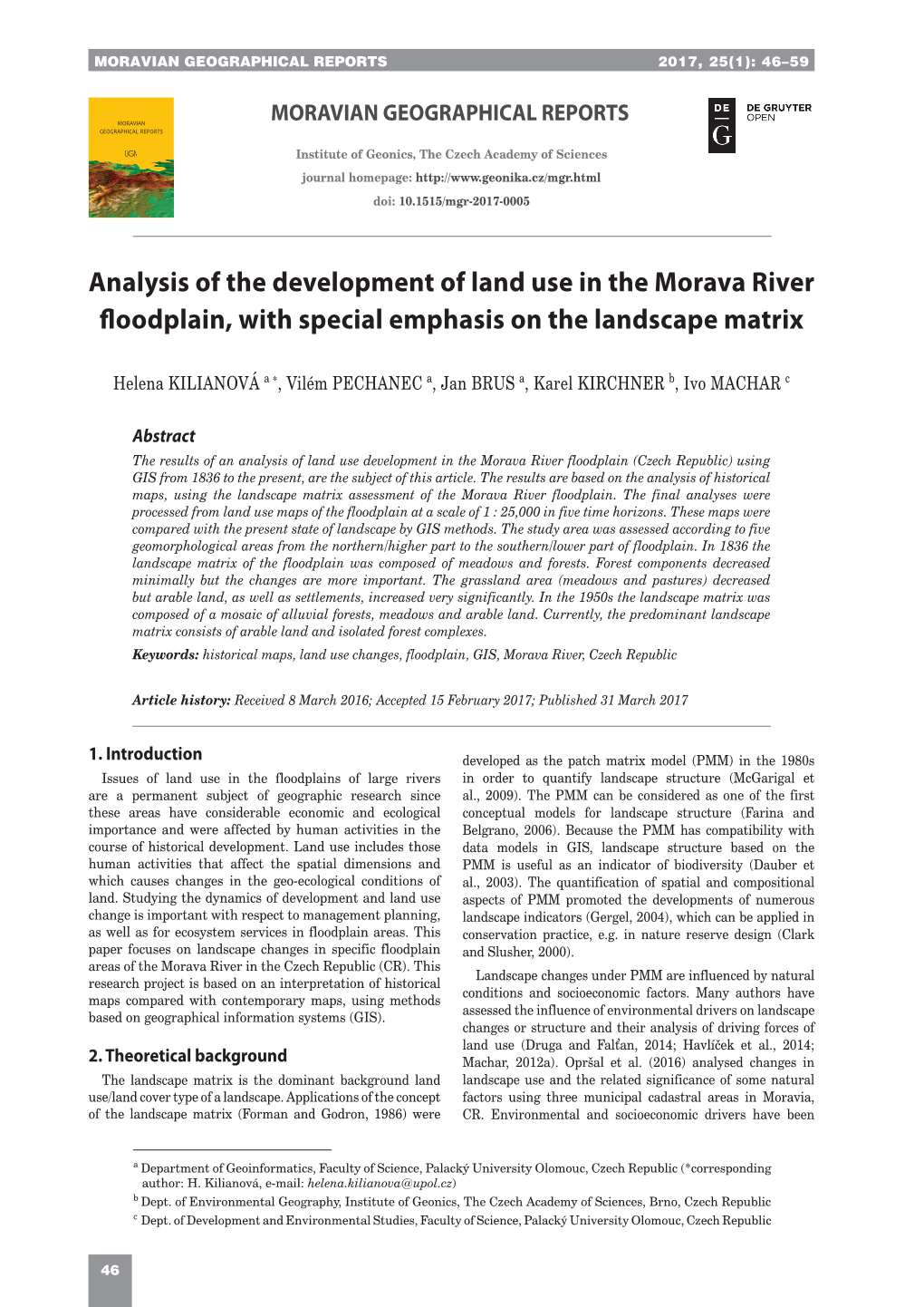 Analysis of the Development of Land Use in the Morava River Floodplain, with Special Emphasis on the Landscape Matrix