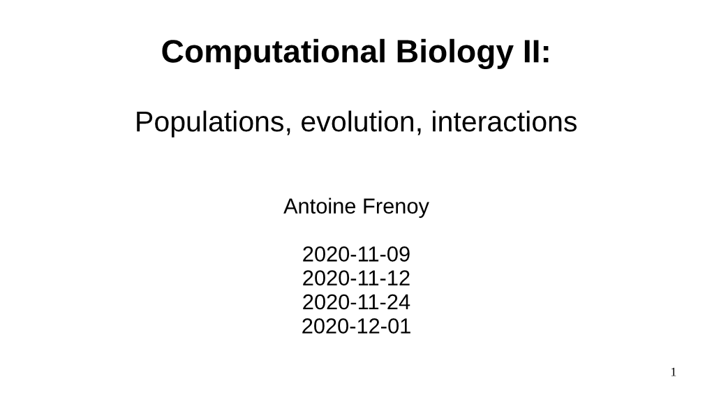 Computational Biology II