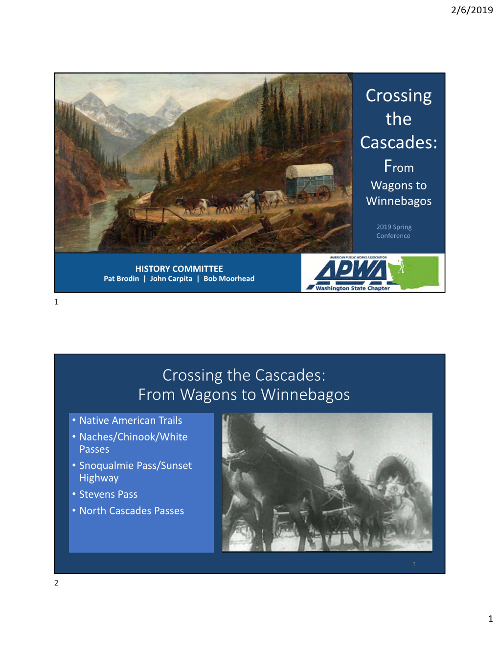 Crossing the Cascades: from Wagons to Winnebagos