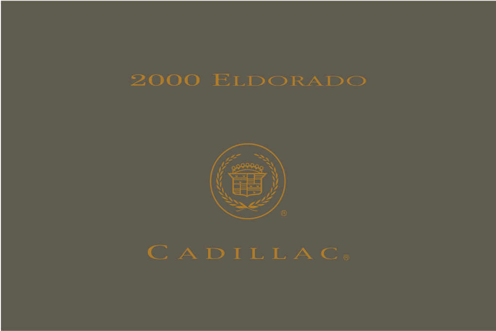 Owner's Manual,2000 Cadillac Eldorado