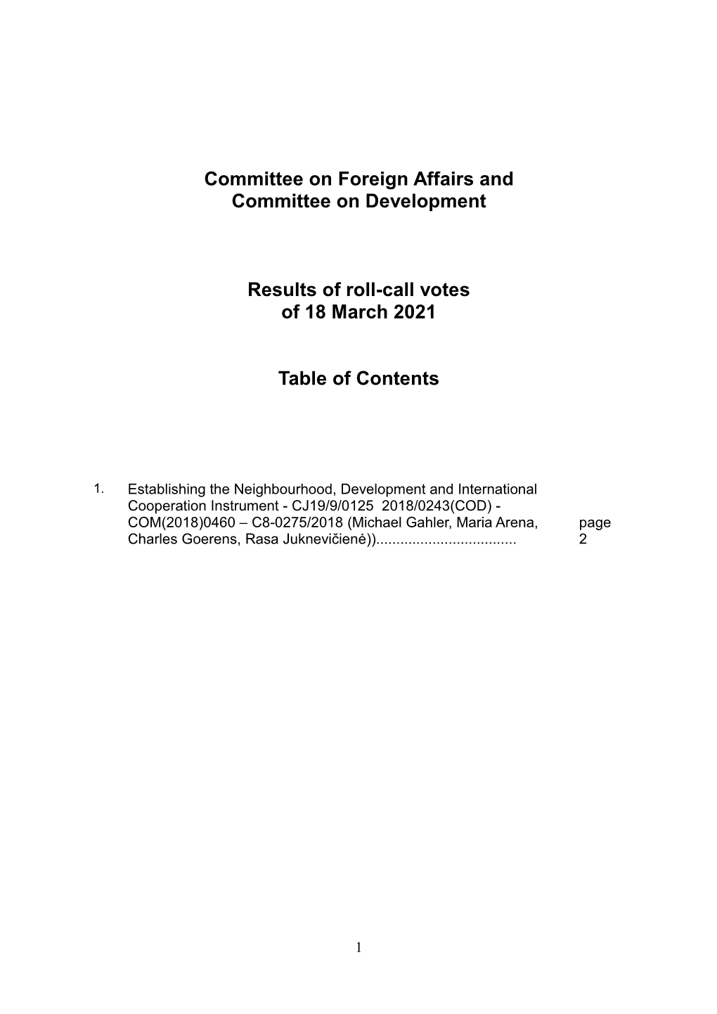 Committee on Foreign Affairs and Committee on Development