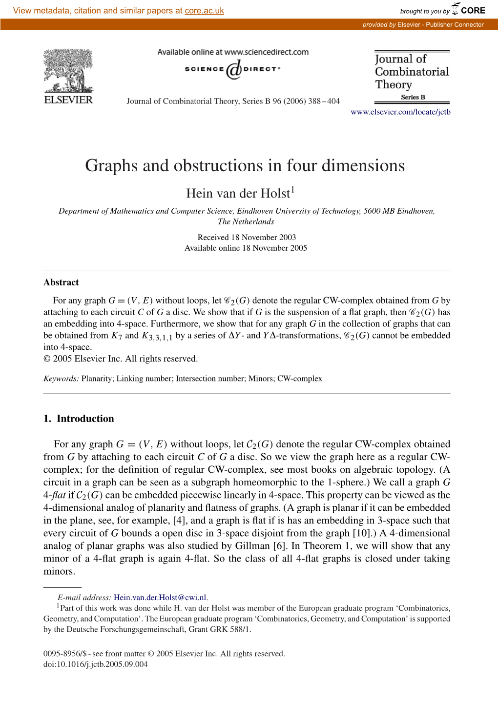 Graphs and Obstructions in Four Dimensions