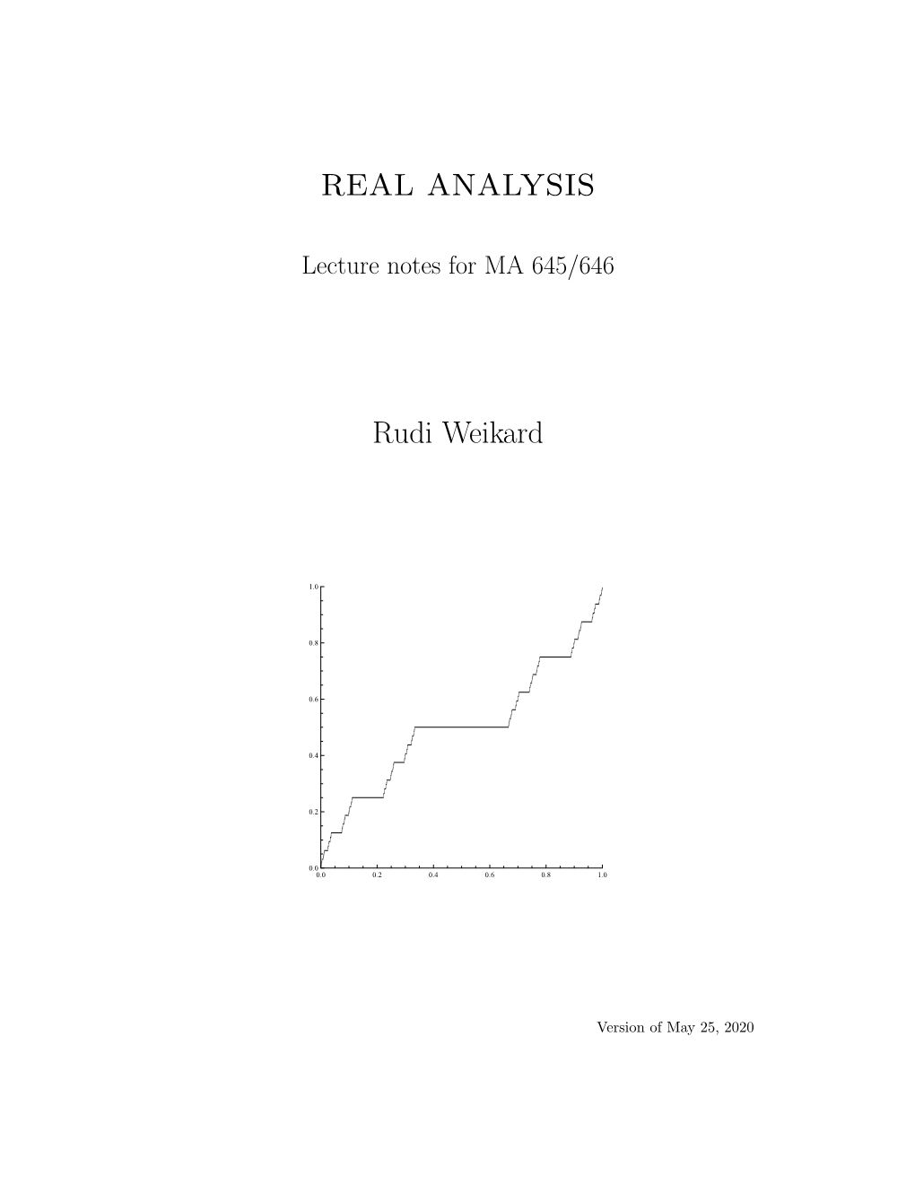 REAL ANALYSIS Rudi Weikard