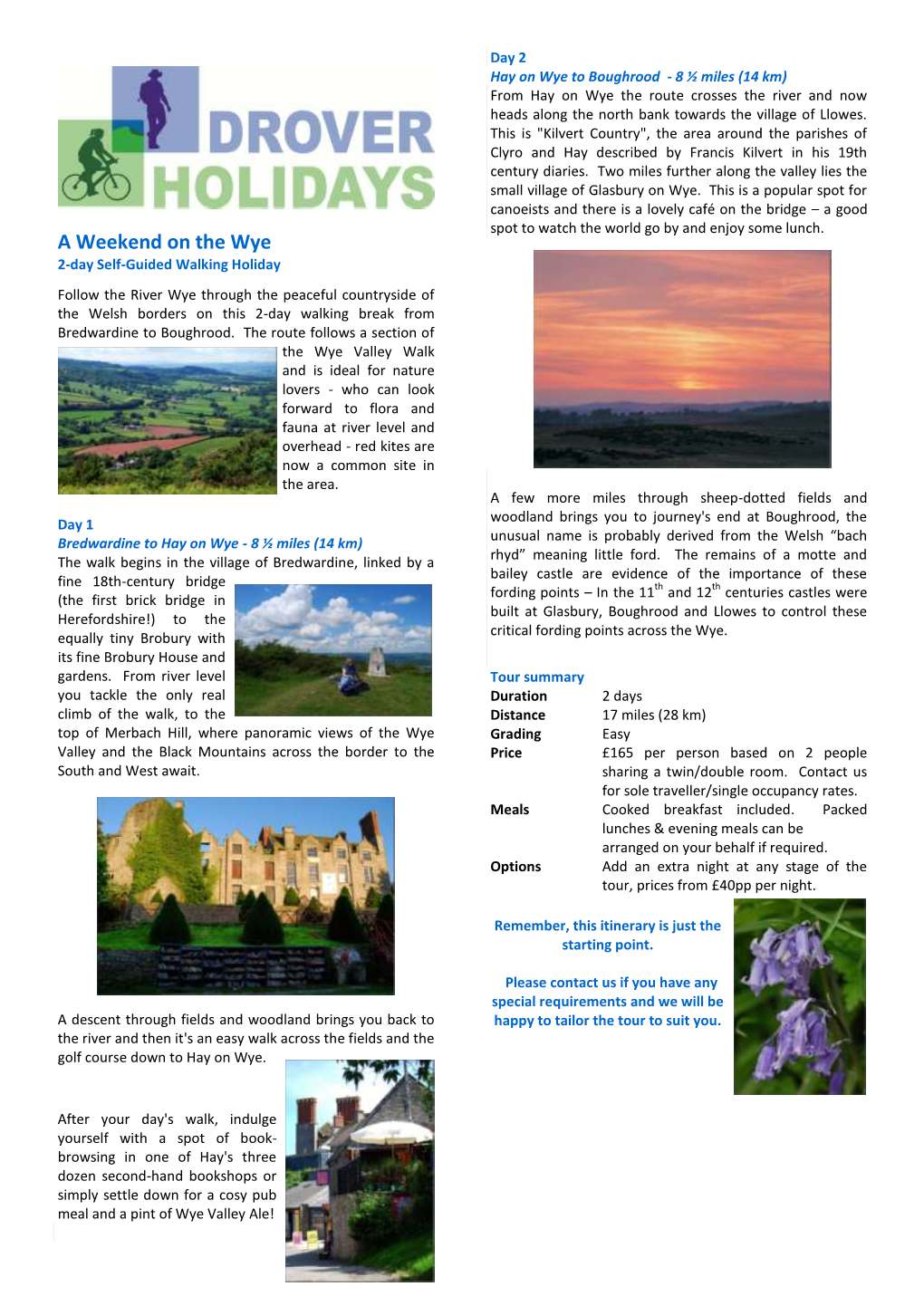 A Weekend on the Wye 2-Day Self-Guided Walking Holiday