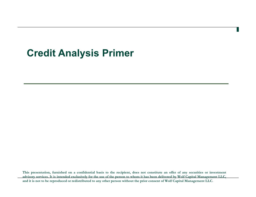 Credit Analysis Primer