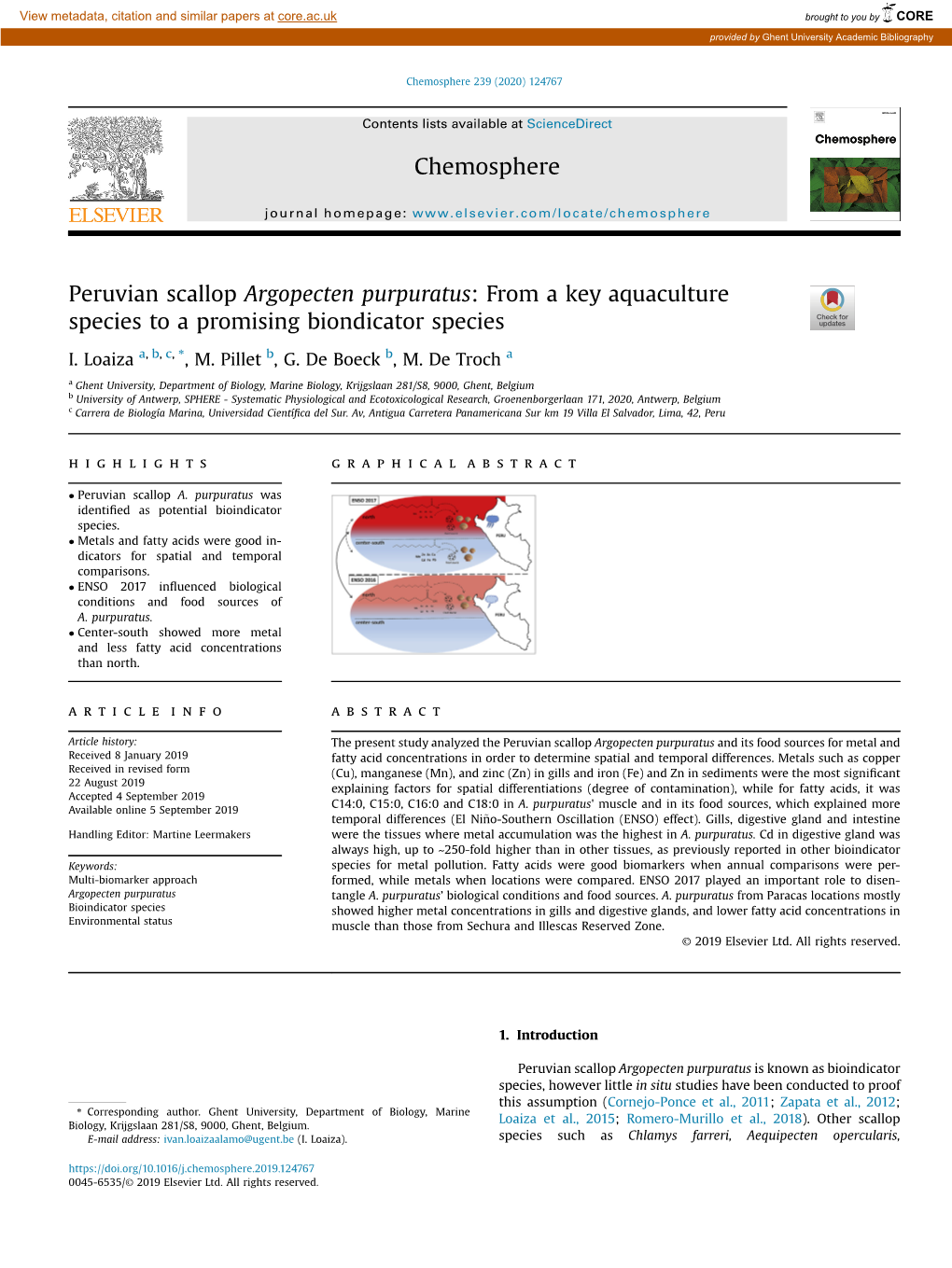 Peruvian Scallop Argopecten Purpuratus: from a Key Aquaculture Species to a Promising Biondicator Species