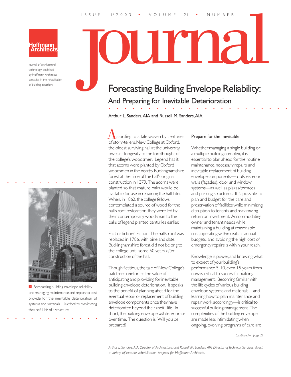 Forecasting Building Envelope Reliability: and Preparing for Inevitable Deterioration