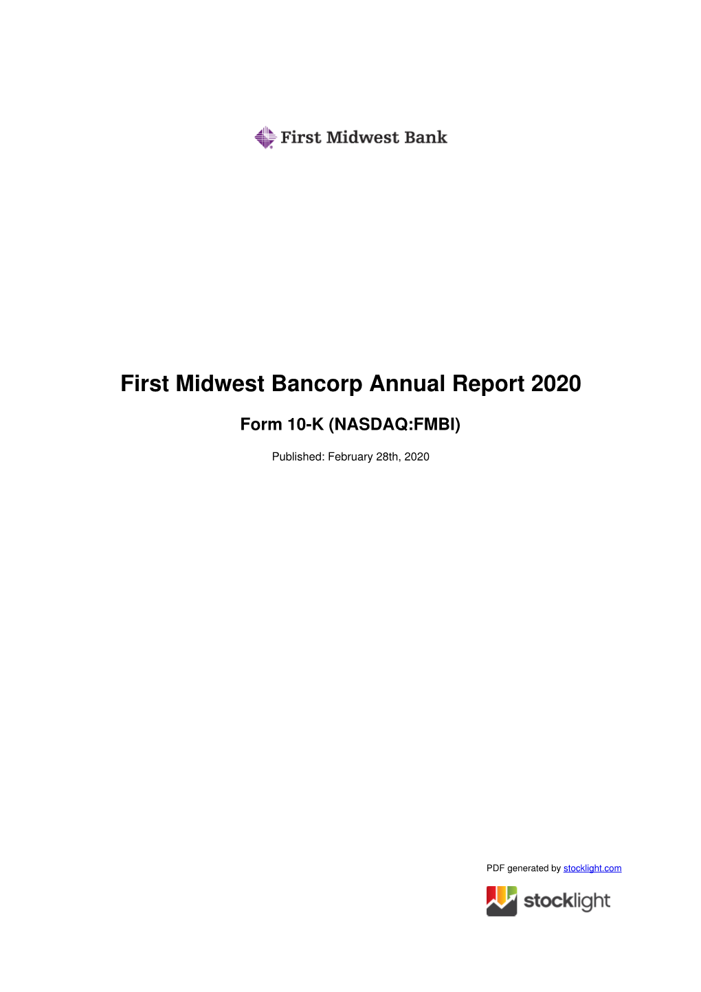 First Midwest Bancorp Annual Report 2020