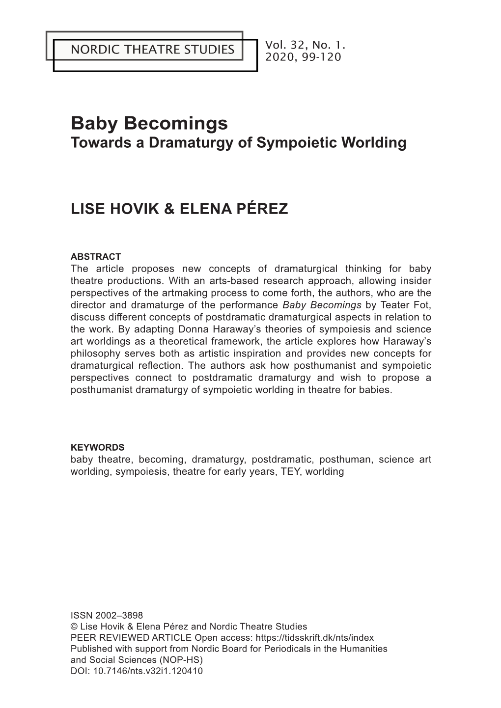 Baby Becomings Towards a Dramaturgy of Sympoietic Worlding