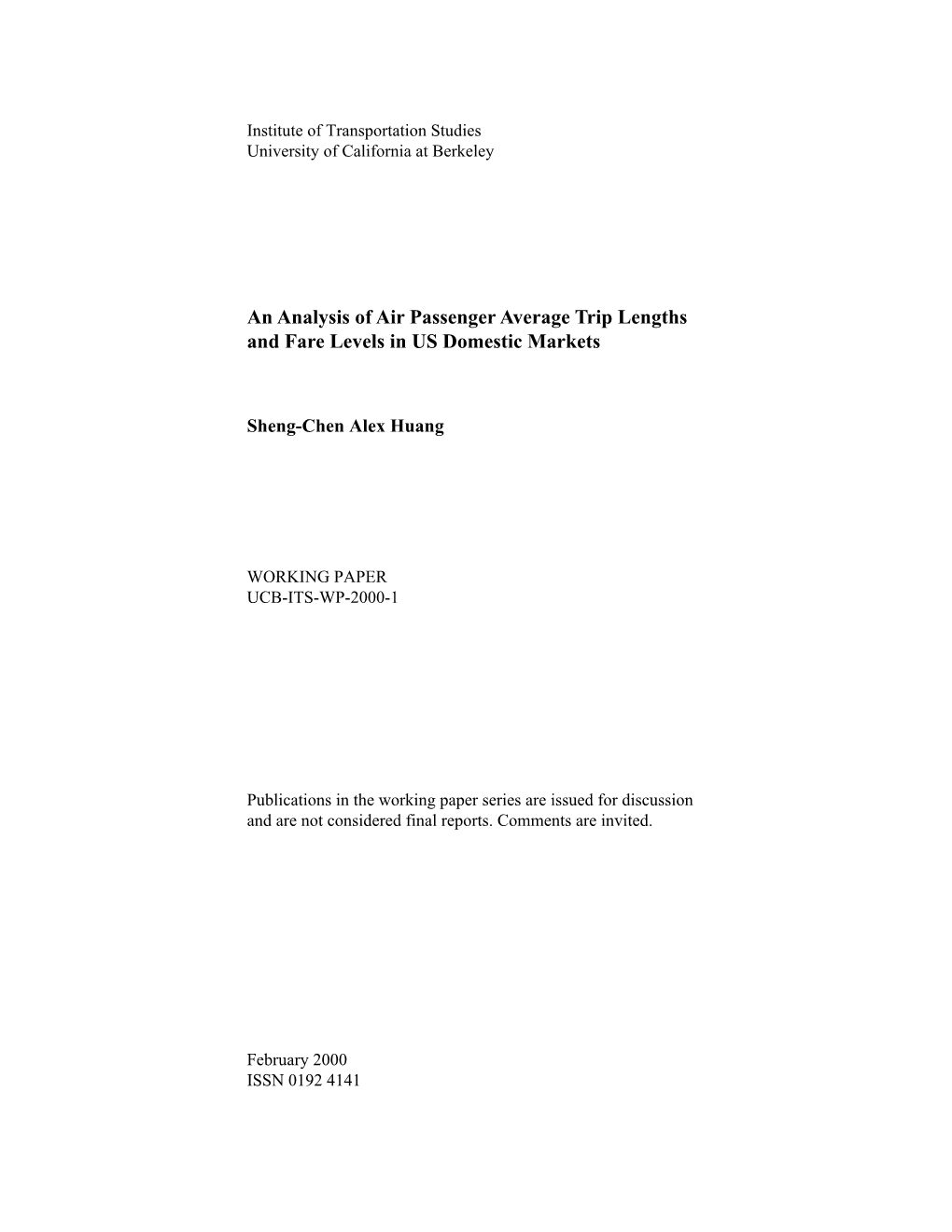 An Analysis of Air Passenger Average Trip Lengths and Fare Levels in US Domestic Markets