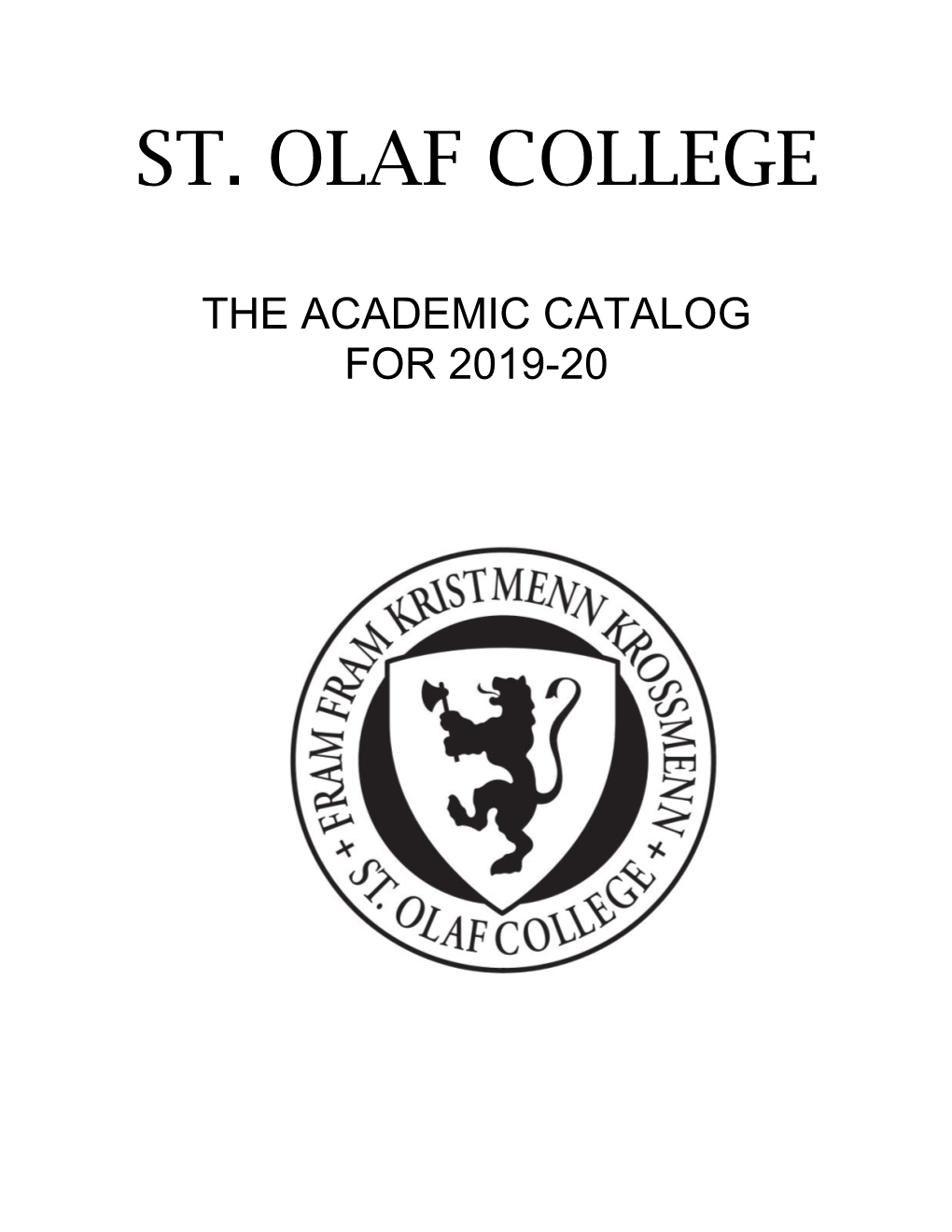 Academic Catalog for 2019-2020