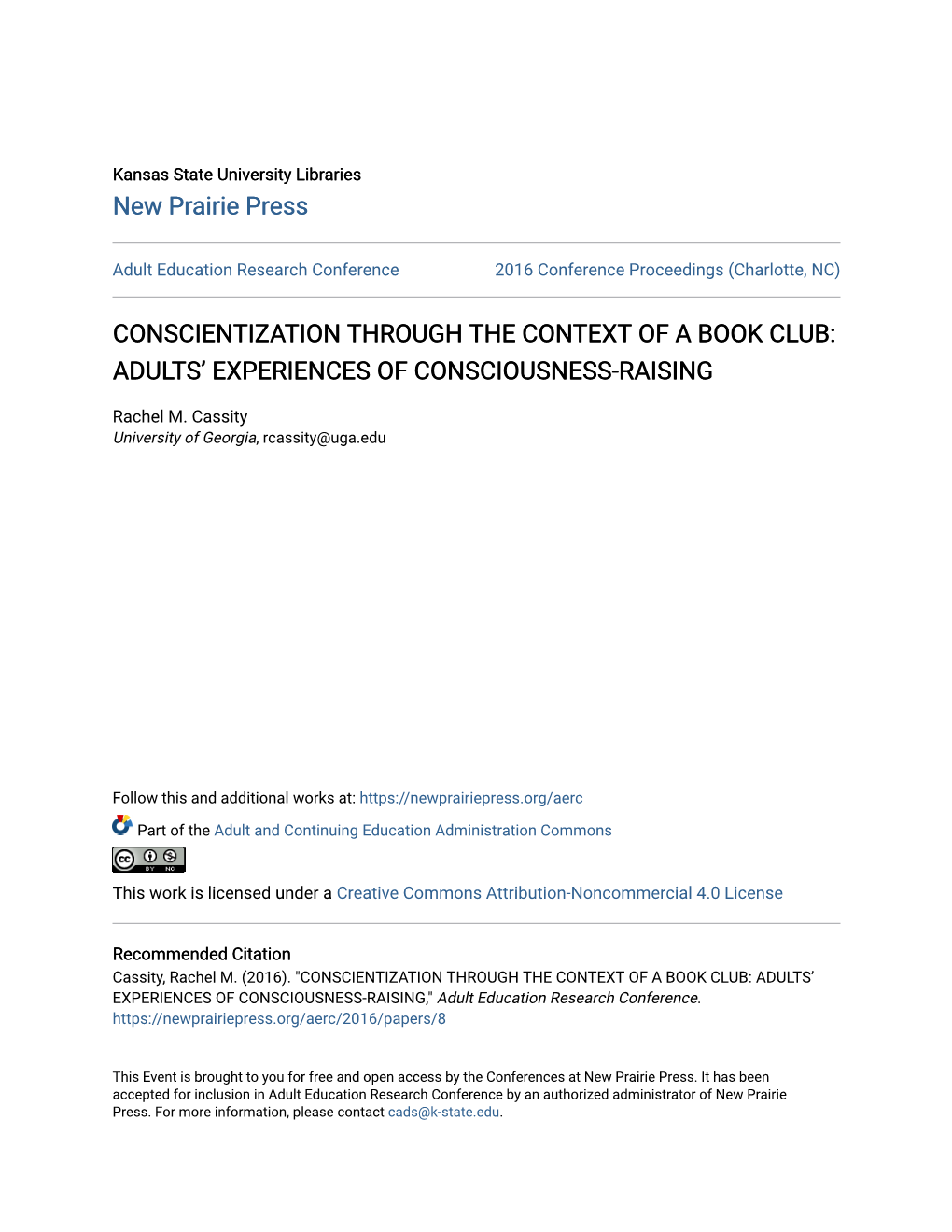 Conscientization Through the Context of a Book Club: Adults’ Experiences of Consciousness-Raising