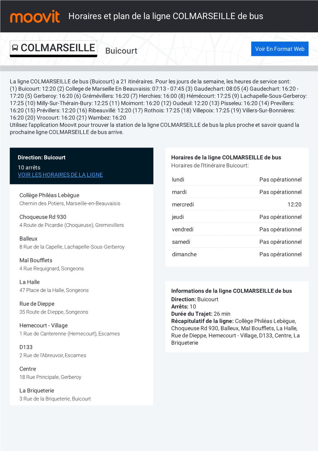 Horaires Et Trajet De La Ligne COLMARSEILLE De Bus Sur Une Carte