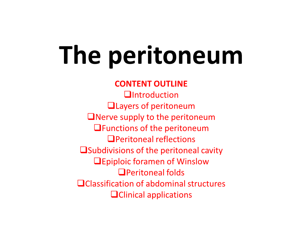 The Peritoneum