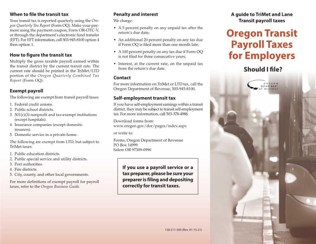 A Guide to Trimet and Lane Transit Payroll Taxes, 150-211-503