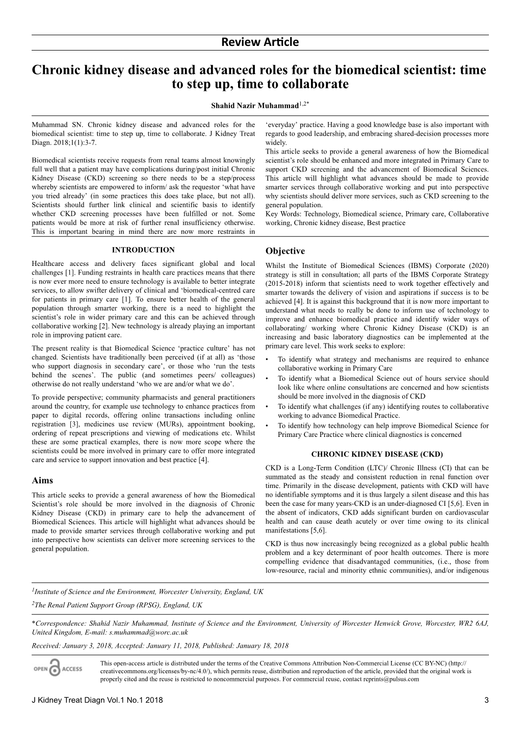 Chronic Kidney Disease and Advanced Roles for the Biomedical Scientist: Time to Step Up, Time to Collaborate